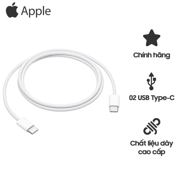 Cáp Sạc Nhanh APPLE C To C Dây Bọc Dù 60W 1m MW493 Chính Hãng