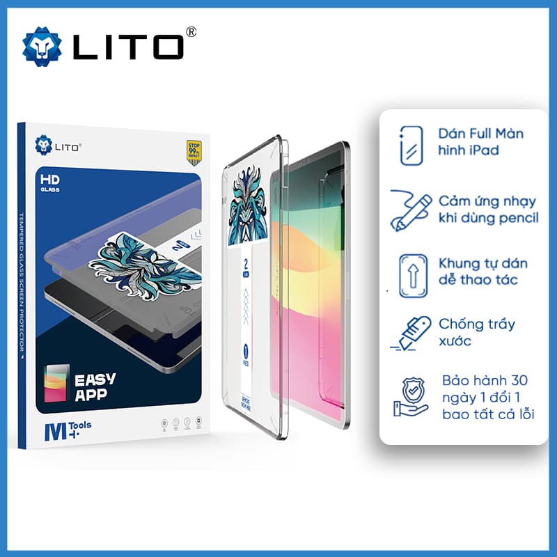 Miếng Dán Cường Lực LITO M+0.3mm 2.5D Chống Ánh Sáng Xanh Cho iPad