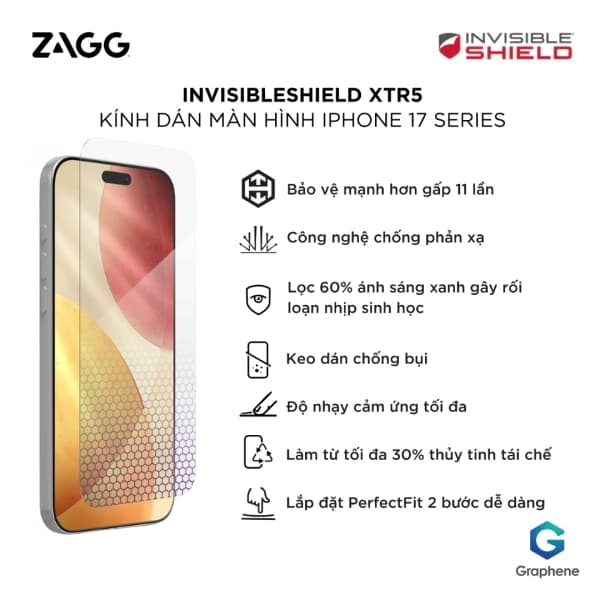 Cường Lực ZAGG InvisibleShield XTR5 Cho iPhone 17 Series