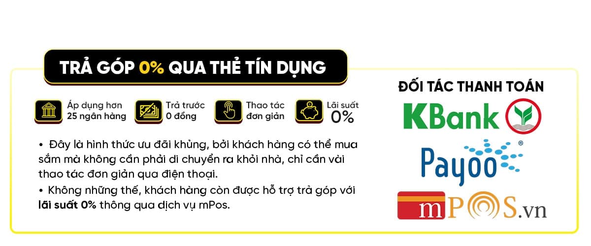 TRẢ GÓP 0% QUA THẺ TÍN DỤNG 