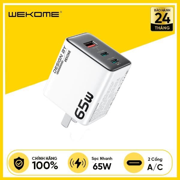 Củ Sạc WEKOME WP-U45 GaN 65W 2C+A
