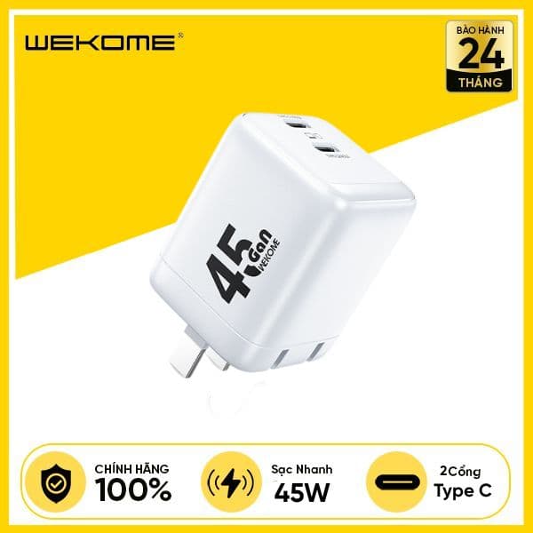 Củ Sạc WEKOME WP-U47 GaN 45W C+C Chân Gập