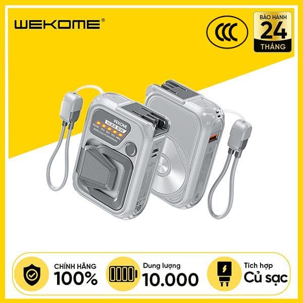 Pin Sạc Dự Phòng WEKOME Armour Series WP-89 10.000mAh 22.5W, Sạc Magsafe Kiêm Củ Sạc, Kèm Dây Sạc Type-C To Lightning