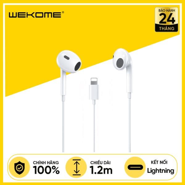 Tai Nghe Có Dây WEKOME YB05 Jack Lightning Chính Hãng